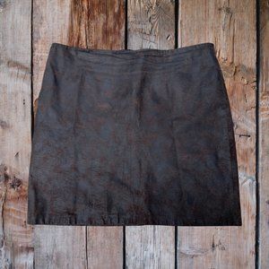 Vtg  Donna Karan,  City by DKNY Distressed Brown Leather A-Line Mini Skirt 12
